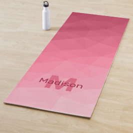 Tapete De Yoga Gradiente Rosa Geométrico Padrão de Malha Monogram