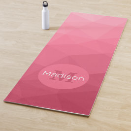 Tapete De Yoga Gradiente Rosa Geométrico Padrão de Malha Monogram