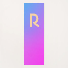 Tapete De Yoga Gradiente Rosa Quente Azul Moderno Monograma