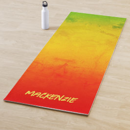 Tapete De Yoga Gradiente Tropical Grunge com Seu Nome