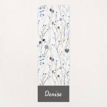 Gray Blue Wildflower Watercolor Custom Name