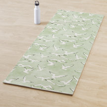 Green And White Seagull Bird Beach Pattern Yogamat