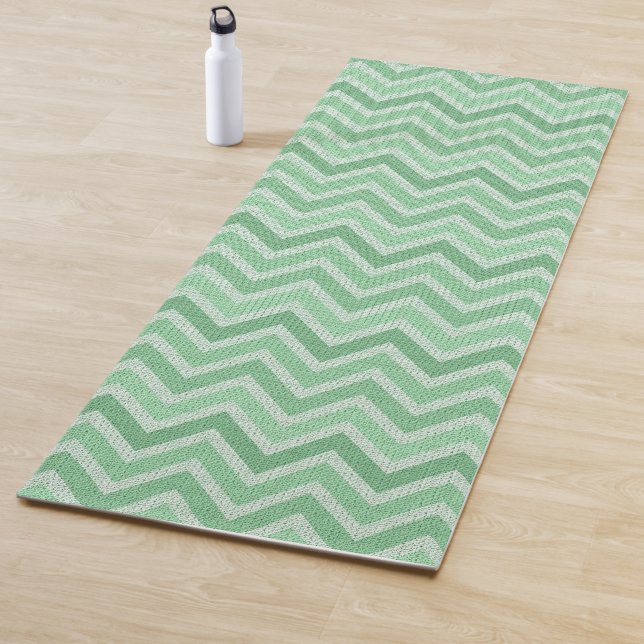 Tapete De Yoga Green Linen Chevron (In Situ)