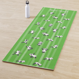 Tapete de Yoga Green Panda com Nome Personalizado