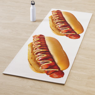 Tapete De Yoga Grelha de carne em fatias da mostarda Hotdog do Sl