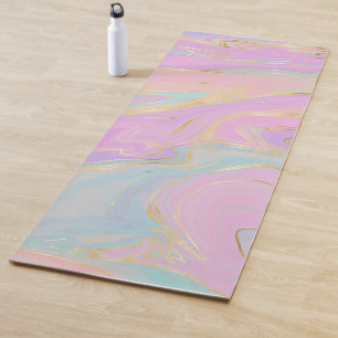 Tapete De Yoga Grito líquido Dourado rosa Marmorre Arco-Íris