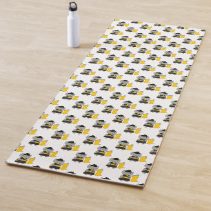 Tapete De Yoga Guarda de Cores de Gato Preto e Amarelo