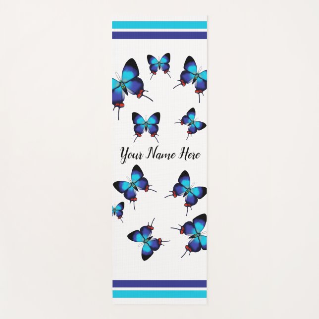 Tapete De Yoga Hairstreak Crowado - borboleta azul personalizada  (Frente)