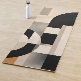 Tapete De Yoga Harmonia em Tons: Composição Abstrata em Preto e B