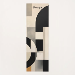 Tapete De Yoga Harmonia em Tons: Composição Abstrata em Preto e B