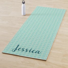 Tapete De Yoga Hexagon Light Blue & Teal / Seu Nome