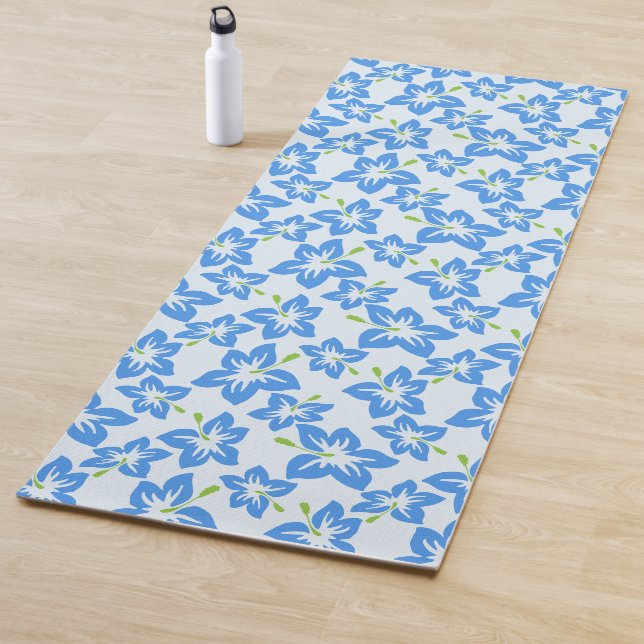Tapete De Yoga Hibisco Azul, Flores Azuis, Padrão De Flores (In Situ)