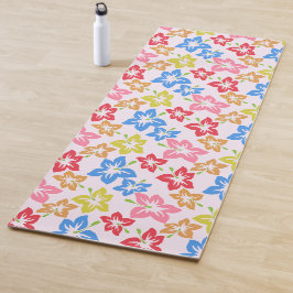 Tapete De Yoga Hibisco Colorido, Padrão De Flores
