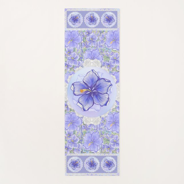 Tapete De Yoga Hibiscus & lace BLUE (Frente)