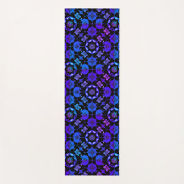 Tapete De Yoga Hippie Padrado Retro-Boêmia Azul Roxo Preto