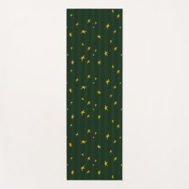 Tapete De Yoga Holiday Green Yellow Stripe Star Christmas 