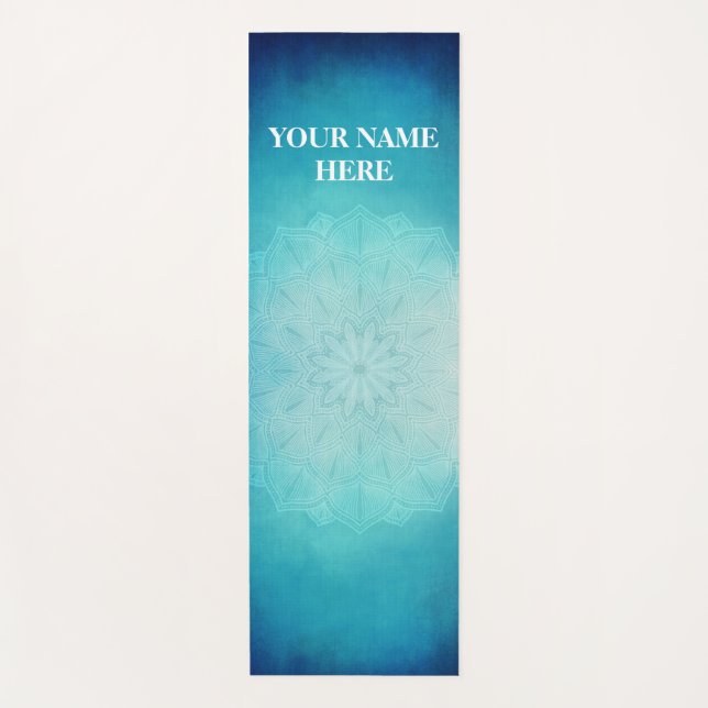 Tapete De Yoga Ice Blue Natural Mandala Floral (Frente)