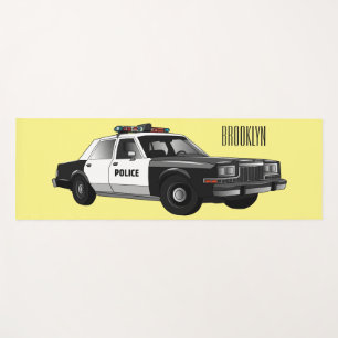 Tapete De Yoga Ilustração de desenho animado de carro da polícia