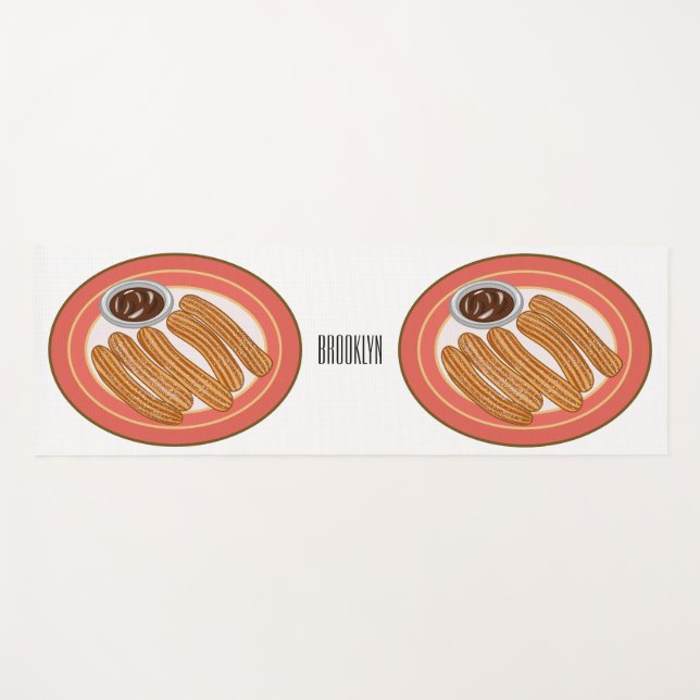 Tapete De Yoga Ilustração de desenho animado de Churro (Frente (Horizontal))