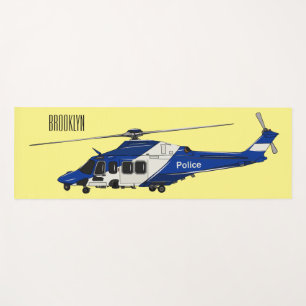 Tapete De Yoga Ilustração de desenho animado de helicóptero polic
