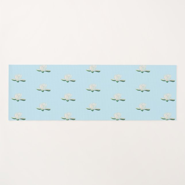 Tapete De Yoga Ilustração de Flor de Lotus Branco (Frente (Horizontal))