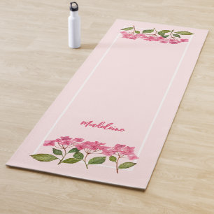 Tapete De Yoga Ilustração de Lacecaps de Hydrangea Pink de Aquare