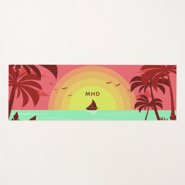 Tapete De Yoga Ilustração de Praia: Ioga personalizada (Frente (Horizontal))