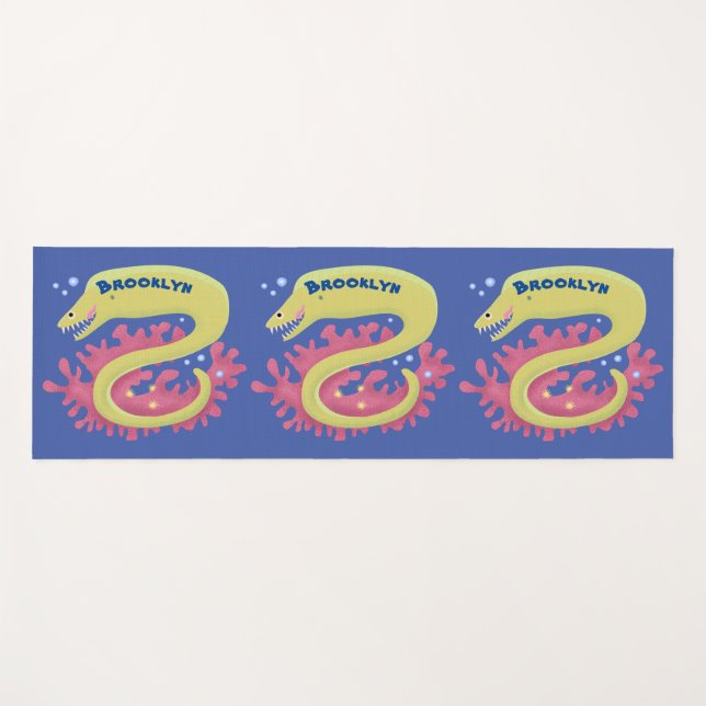 Tapete De Yoga Ilustração engraçada de desenho animado de enguia  (Frente (Horizontal))