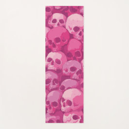 Tapete De Yoga Ilustração Pop Art com padrão de caveira rosa