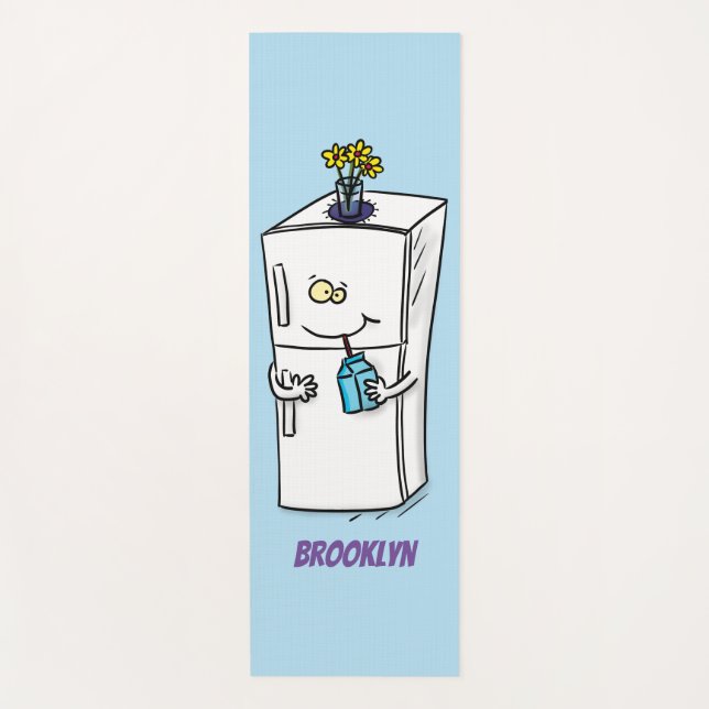 Tapete De Yoga Imagem engraçada do desenho do frigorífico (Frente)