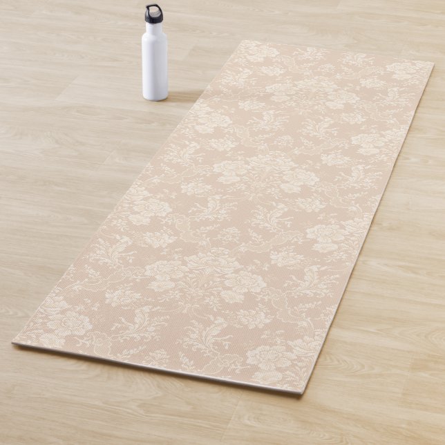 Tapete De Yoga Imagem Romântica Chic Floral Damask-Cream (In Situ)