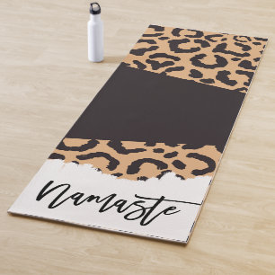 Tapete De Yoga Impressão Animal Dourada Chita Leopardo Preta Mode