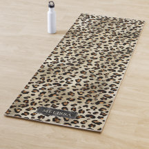Impressão de Animal Leopardo Com Folha Falsa Preta