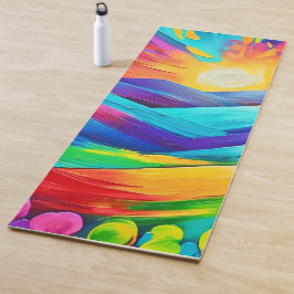 Tapete De Yoga Impressão de Arte de Montanha Sunset vibrante