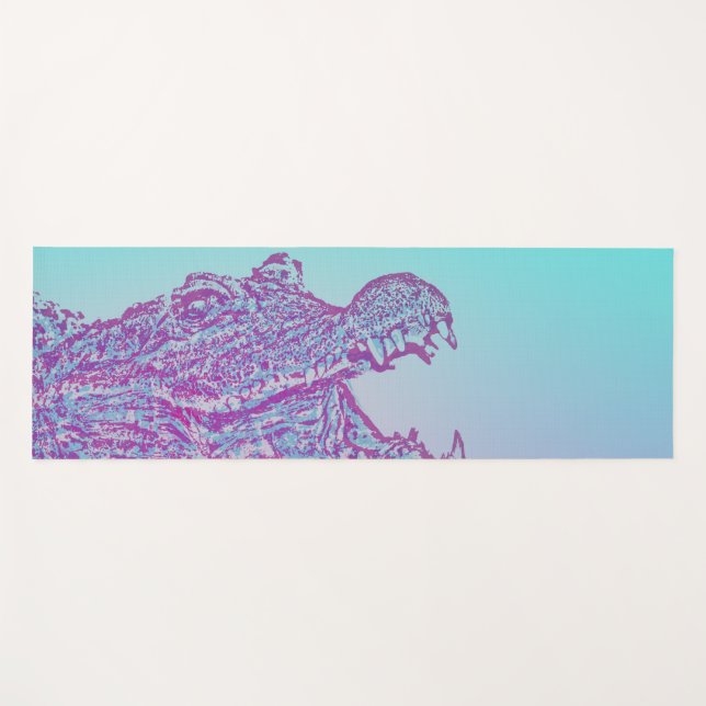 Tapete De Yoga Impressão de crocodilo azul e roxo (Frente (Horizontal))