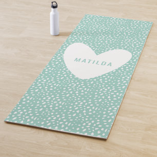 Tapete De Yoga Impressão de ponto colorido com coração personaliz