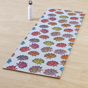 Tapete De Yoga Impressão de Rosa, Padrão Floral de Estilo Moderno