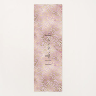Tapete De Yoga Impressão do Leopard Dourado Glam Rosa