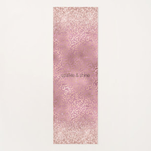 Tapete De Yoga Impressão do Leopard Glitzy Rosa Glam Glitzy