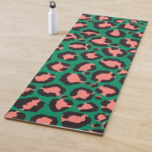Tapete De Yoga Impressão em animais de leopardo preto rosa-rosa m
