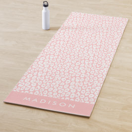 Tapete De Yoga Impressão Leopardo Cor-de-Rosa Esbranquiçada Perso