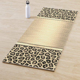 Tapete De Yoga Impressão Leopardo Dourada Shimmery