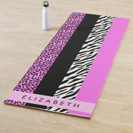 Tapete De Yoga Impressão Leopardo, Impressão Zebra, Rosa, Seu Nom