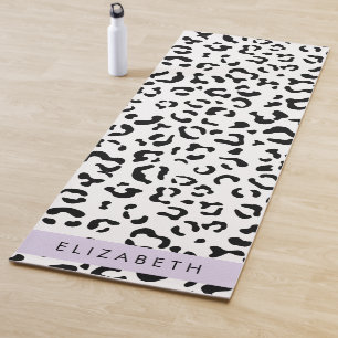 Tapete De Yoga Impressão Leopardo, Manchas, Preto E Branco, Seu N