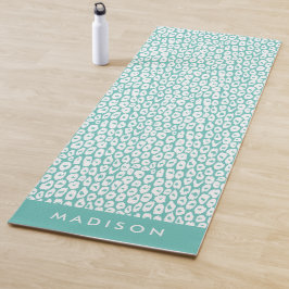 Tapete De Yoga Impressão Turquesa Leopard Personalizada