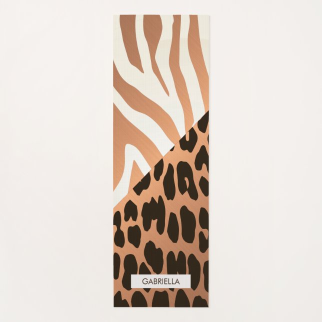 Tapete De Yoga Impressão Zebra e Leopardo (Frente)