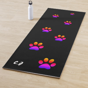 Tapete De Yoga Imprima Yoga Mat com Nome na Pata Preta