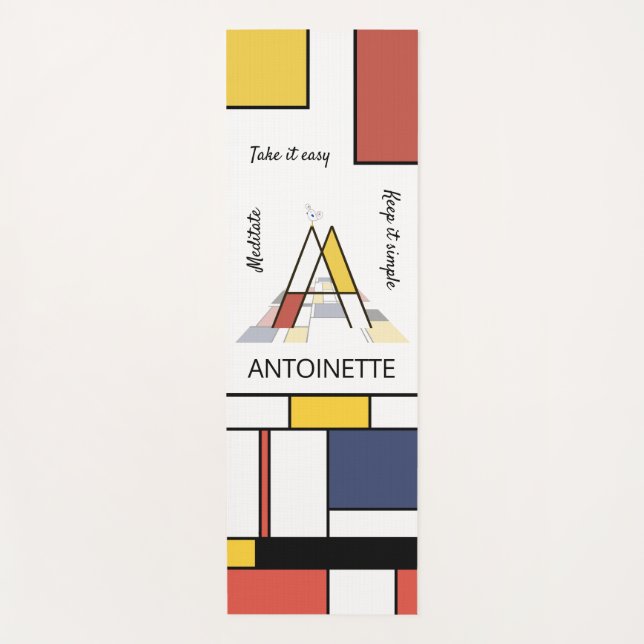 Tapete De Yoga Incrível Neoplasticismo Monograma de Arte. Letra A (Frente)