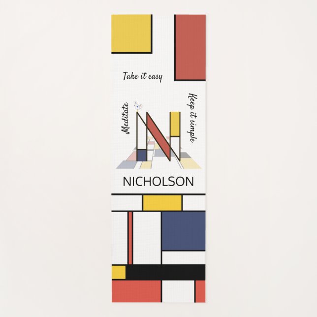 Tapete De Yoga Incrível Neoplasticismo Monograma de Arte. Letra N (Frente)