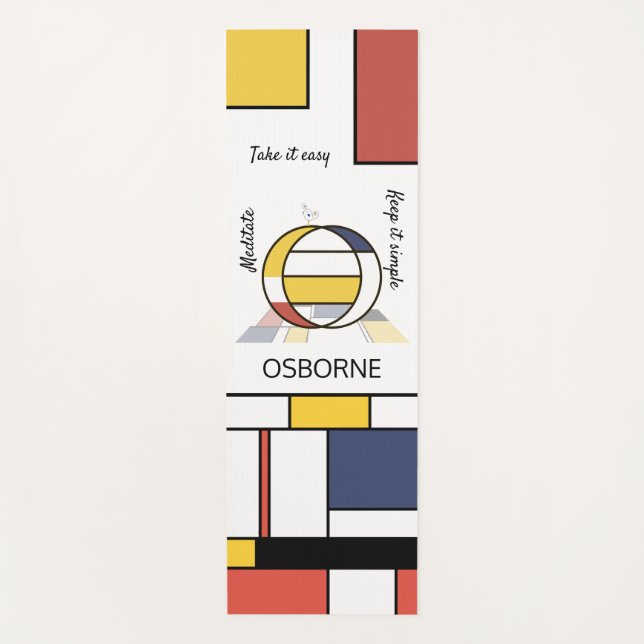 Tapete De Yoga Incrível Neoplasticismo Monograma de Arte. Letra O (Frente)